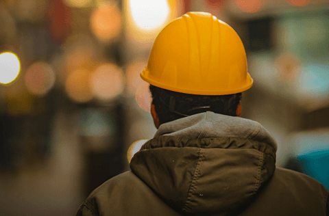 Worker wearing a yellow hard hat